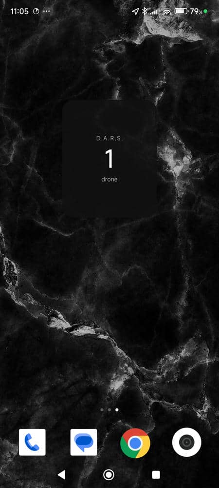 D.A.R.S. home-screen widget showing the live count of detected drones